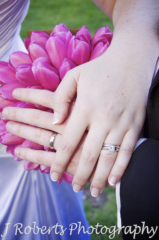 Couples hands with wedding rings - wedding photography sydney